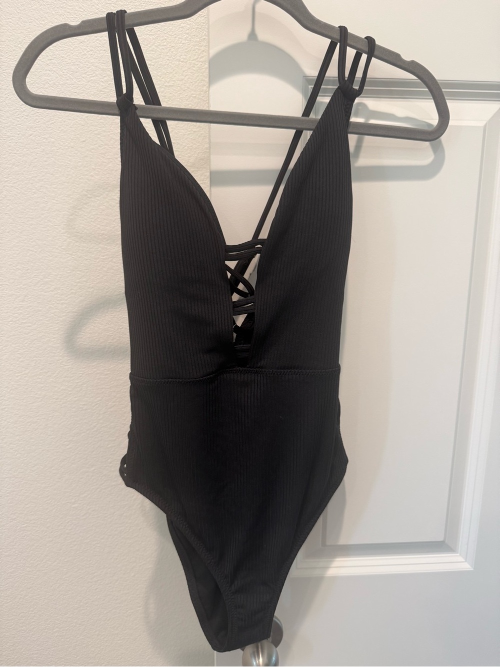 Jessica Simpson Black Strappy One-Piece Swimsuit
